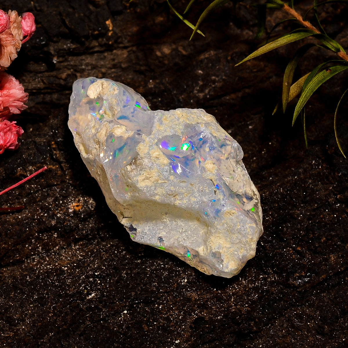 Beautiful Top Grade Quality 100% Natural Welo Fire White Ethiopian Opal Rough Loose Gemstone For Making Jewelry 30X16X11 MM 17 Cts. KR12-29 Sunkarton