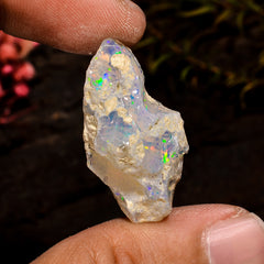 Beautiful Top Grade Quality 100% Natural Welo Fire White Ethiopian Opal Rough Loose Gemstone For Making Jewelry 30X16X11 MM 17 Cts. KR12-29 Sunkarton