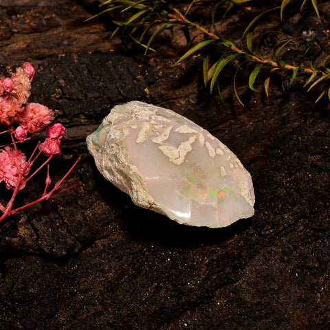 Attractive Top Grade Quality 100% Natural Welo Fire White Ethiopian Opal Rough Loose Gemstone For Making Jewelry 35X23X18 MM 59 Cts. KR12-2 Sunkarton