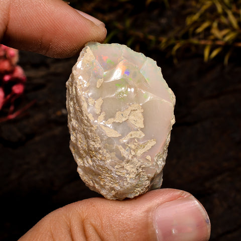 Attractive Top Grade Quality 100% Natural Welo Fire White Ethiopian Opal Rough Loose Gemstone For Making Jewelry 35X23X18 MM 59 Cts. KR12-2 Sunkarton