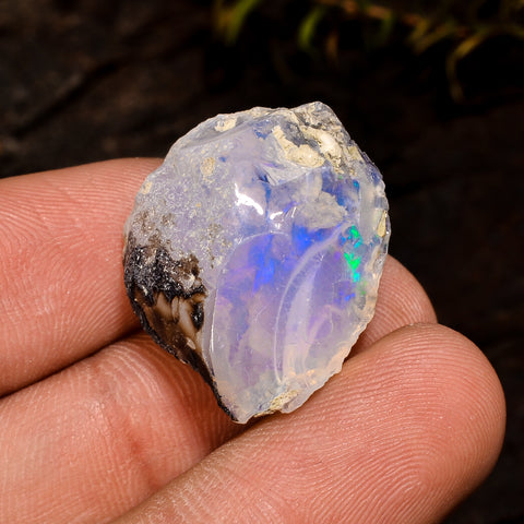 Classic Top Grade Quality 100% Natural Welo Fire White Ethiopian Opal Rough Loose Gemstone For Making Jewelry 23X18X14 MM 17.5 Cts. KR12-30 Sunkarton