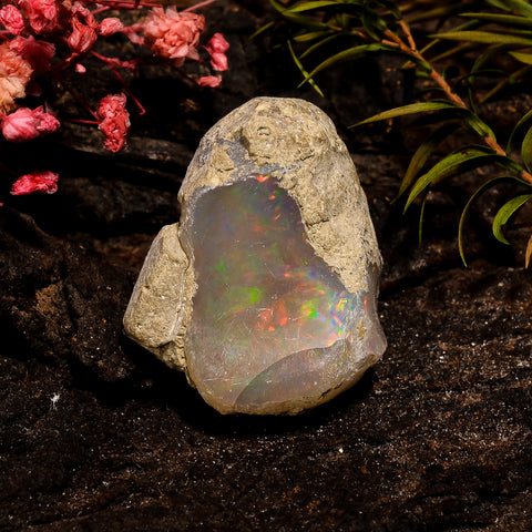 Incredible Top Grade Quality 100% Natural Welo Fire White Ethiopian Opal Rough Loose Gemstone For Making Jewelry 27X16X12MM 41.5 Cts KR12-39 Sunkarton