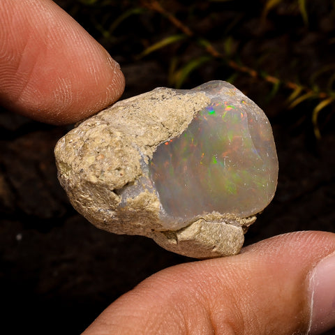 Incredible Top Grade Quality 100% Natural Welo Fire White Ethiopian Opal Rough Loose Gemstone For Making Jewelry 27X16X12MM 41.5 Cts KR12-39 Sunkarton