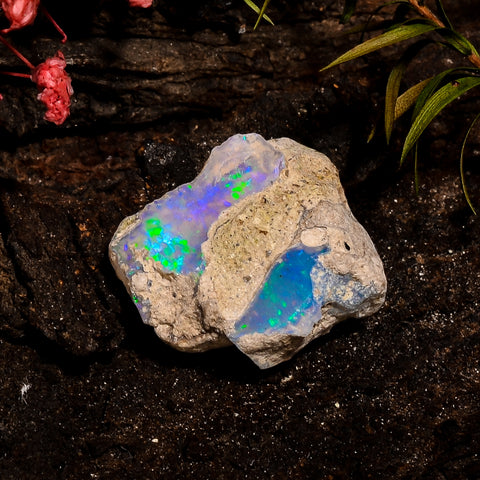 Outstanding Top Grade Quality 100% Natural Welo Fire White Ethiopian Opal Rough Loose Gemstone For Making Jewelry 19X17X8MM 13.5 Cts KR12-42 Sunkarton