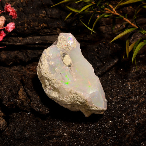 Stunning Top Grade Quality 100% Natural Welo Fire White Ethiopian Opal Rough Loose Gemstone For Making Jewelry 27X18X12 MM 30.5 Cts. KR12-45 Sunkarton