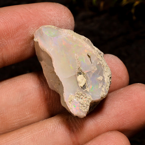 Stunning Top Grade Quality 100% Natural Welo Fire White Ethiopian Opal Rough Loose Gemstone For Making Jewelry 27X18X12 MM 30.5 Cts. KR12-45 Sunkarton