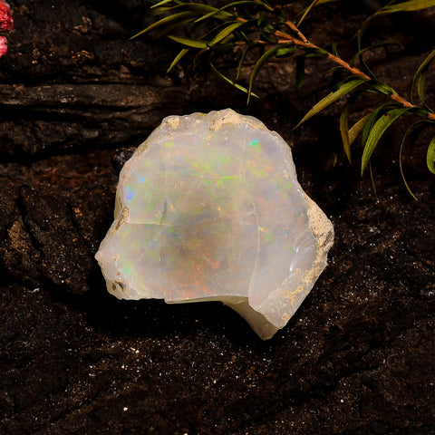 Supreme Top Grade Quality 100% Natural Welo Fire White Ethiopian Opal Rough Loose Gemstone For Making Jewelry 25X21X14 MM 40 Cts. KR12-46 Sunkarton