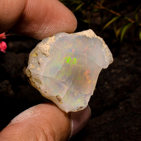 Supreme Top Grade Quality 100% Natural Welo Fire White Ethiopian Opal Rough Loose Gemstone For Making Jewelry 25X21X14 MM 40 Cts. KR12-46 Sunkarton