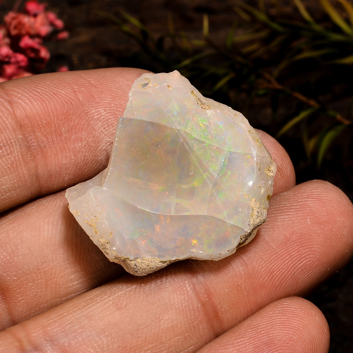 Supreme Top Grade Quality 100% Natural Welo Fire White Ethiopian Opal Rough Loose Gemstone For Making Jewelry 25X21X14 MM 40 Cts. KR12-46 Sunkarton