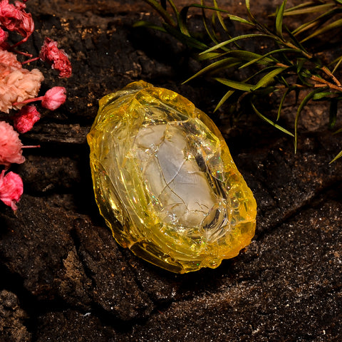 Tempting Top Grade Quality 100% Natural Welo Fire Yellow Ethiopian Opal Rough Loose Gemstone For Making Jewelry 25X18X9 MM 19.5 Cts. KR12-47 Sunkarton