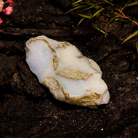 Excellent Top Grade Quality 100% Natural Welo Fire White Ethiopian Opal Rough Loose Gemstone For Making Jewelry 34X17X9 MM 23 Cts. KR12-57 Sunkarton