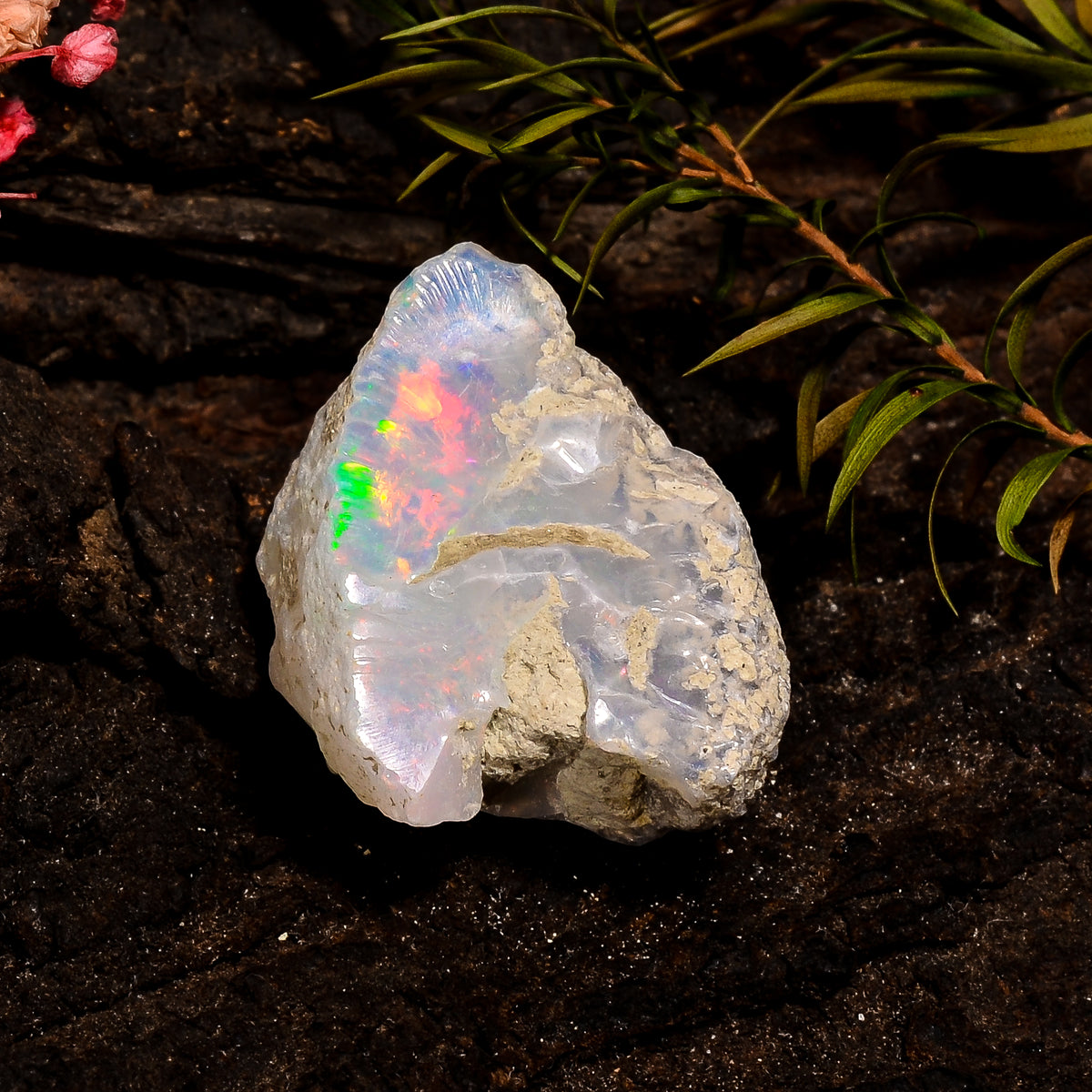 Fabulous Top Grade Quality 100% Natural Welo Fire White Ethiopian Opal Rough Loose Gemstone For Making Jewelry 28X20X18 MM 36.5 Cts. KR12-60 Sunkarton