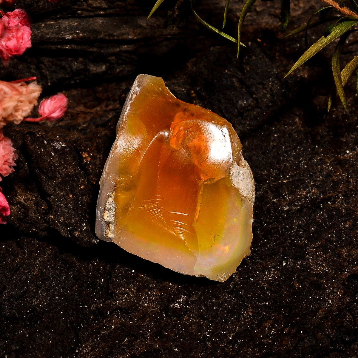 Outstanding Top Grade Quality 100% Natural Welo Fire Brown Ethiopian Opal Rough Loose Gemstone For Making Jewelry 23X17X11MM 18.5 Cts KR1267 Sunkarton