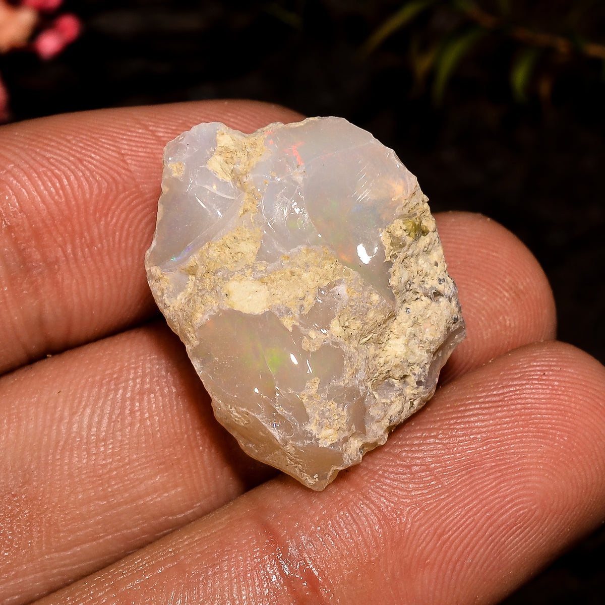 Superb Top Grade Quality 100% Natural Welo Fire White Ethiopian Opal Rough Loose Gemstone For Making Jewelry 23X18X12 MM 21.5 Cts. KR12-69 Sunkarton