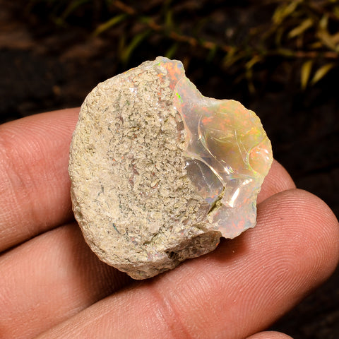 Dazzling Top Grade Quality 100% Natural Welo Fire White Ethiopian Opal Rough Loose Gemstone For Making Jewelry 28X25X18 MM 53.5 Cts. KR12-6 Sunkarton