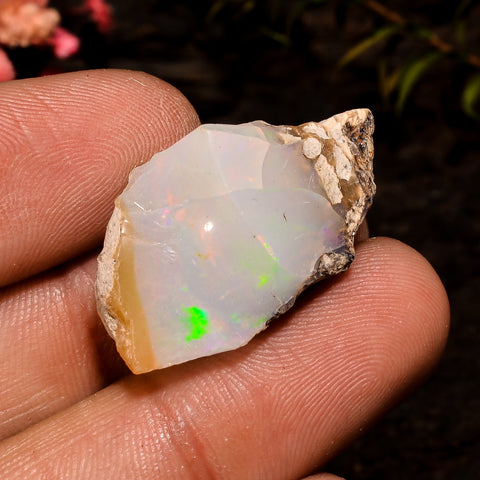 Terrific Top Grade Quality 100% Natural Welo Fire White Ethiopian Opal Rough Loose Gemstone For Making Jewelry 29X16X12 MM 19.5 Cts. KR12-73 Sunkarton