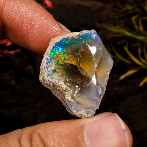Attractive Top Grade Quality 100% Natural Welo Fire White Ethiopian Opal Rough Loose Gemstone For Making Jewelry 27X19X14MM 37.5 Cts KR12-77 Sunkarton