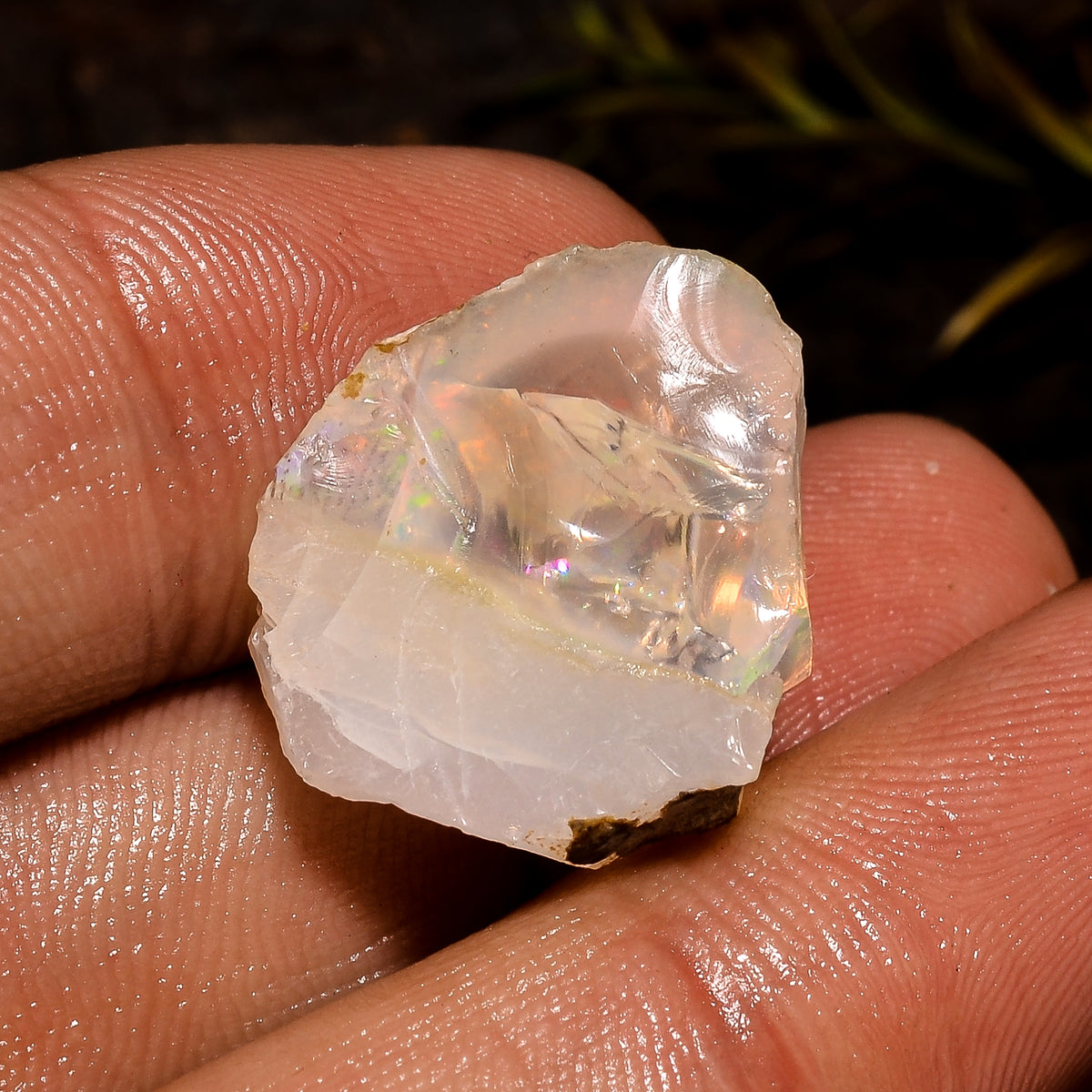 Beautiful Top Grade Quality 100% Natural Welo Fire White Ethiopian Opal Rough Loose Gemstone For Making Jewelry 18X16X11 MM 13.5 Cts KR12-79 Sunkarton