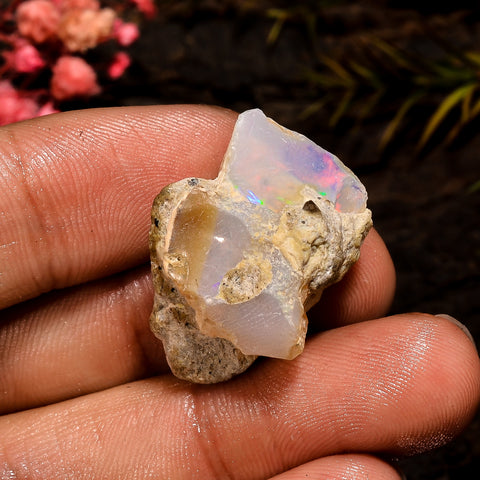 Dazzling Top Grade Quality 100% Natural Welo Fire White Ethiopian Opal Rough Loose Gemstone For Making Jewelry 25X17X13 MM 22.5 Cts. KR12-81 Sunkarton