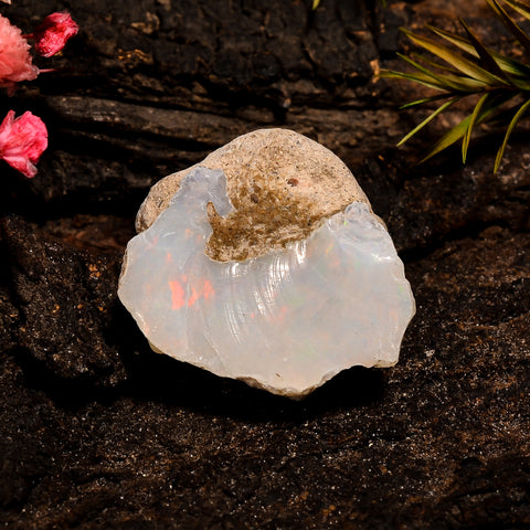 Exclusive Top Grade Quality 100% Natural Welo Fire White Ethiopian Opal Rough Loose Gemstone For Making Jewelry 21X17X11 MM 18 Cts. KR12-83 Sunkarton