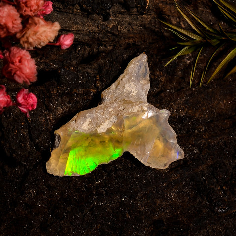 Fabulous Top Grade Quality 100% Natural Welo Fire White Ethiopian Opal Rough Loose Gemstone For Making Jewelry 26X21X8 MM 12.5 Cts. KR12-85 Sunkarton