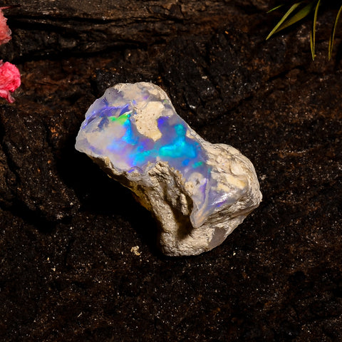 Immaculate Top Grade Quality 100% Natural Welo Fire White Ethiopian Opal Rough Loose Gemstone For Making Jewelry 23X14X11 MM 16 Cts. KR12-88 Sunkarton