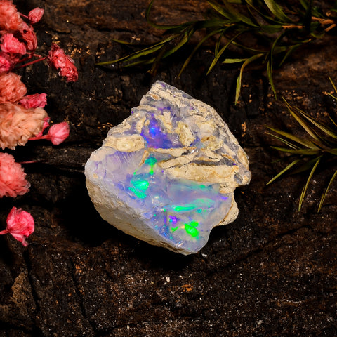 Incredible Top Grade Quality 100% Natural Welo Fire White Ethiopian Opal Rough Loose Gemstone For Making Jewelry 24X20X11MM 18.5 Cts KR12-89 Sunkarton