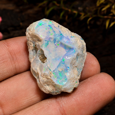 Elegant Top Grade Quality 100% Natural Welo Fire White Ethiopian Opal Rough Loose Gemstone For Making Jewelry 29X24X18 MM 36 Cts. KR12-9 Sunkarton