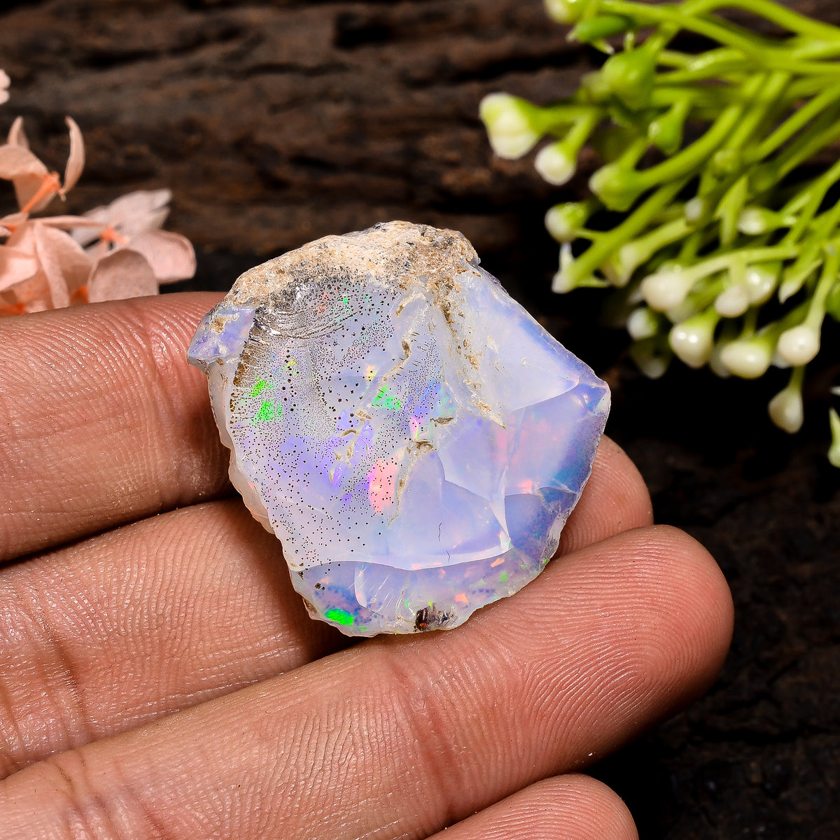 Marvellous Top Grade Quality 100% Natural Welo Fire Ethiopian Opal Fancy Rough Loose Gemstone For Making Jewelry 28X26X15 MM 43 Cts. KR13-15 Sunkarton