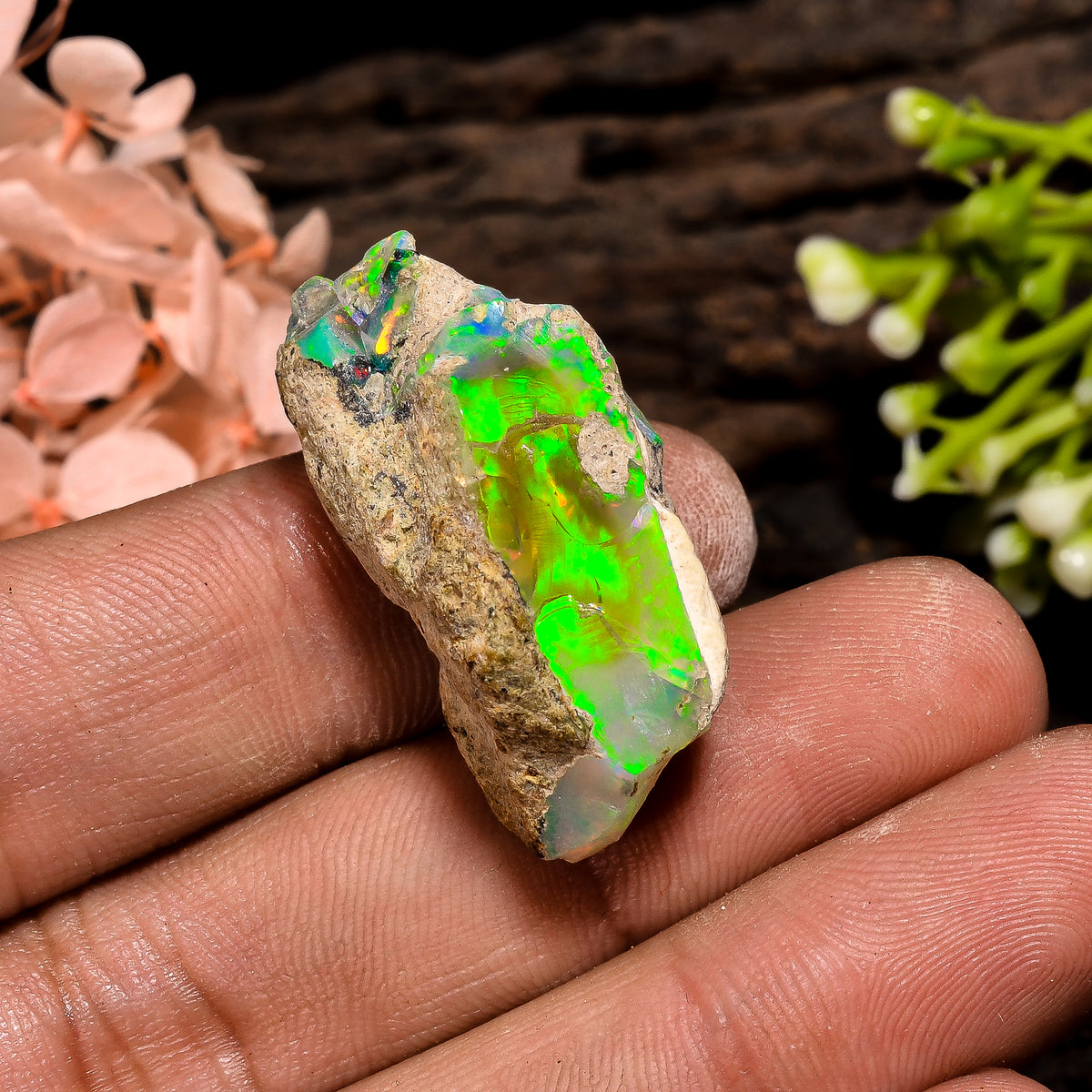 Splendid Top Grade Quality 100% Natural Welo Fire Ethiopian Opal Fancy Rough Loose Gemstone For Making Jewelry 30X17X13 MM 29.5 Cts. KR13-18 Sunkarton