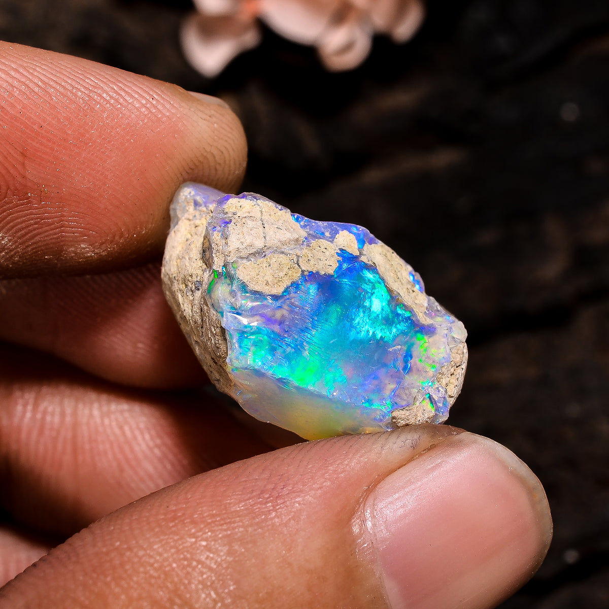Amazing Top Grade Quality 100% Natural Welo Fire Ethiopian Opal Fancy Rough Loose Gemstone For Making Jewelry 21X17X12 MM 16 Cts. KR13-1 Sunkarton