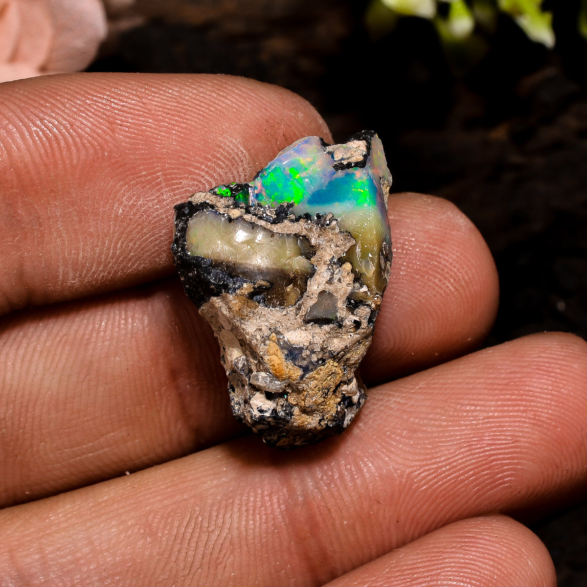 Classic Top Grade Quality 100% Natural Welo Fire Ethiopian Opal Fancy Rough Loose Gemstone For Making Jewelry 22X15X8 MM 12 Cts. KR13-30 Sunkarton