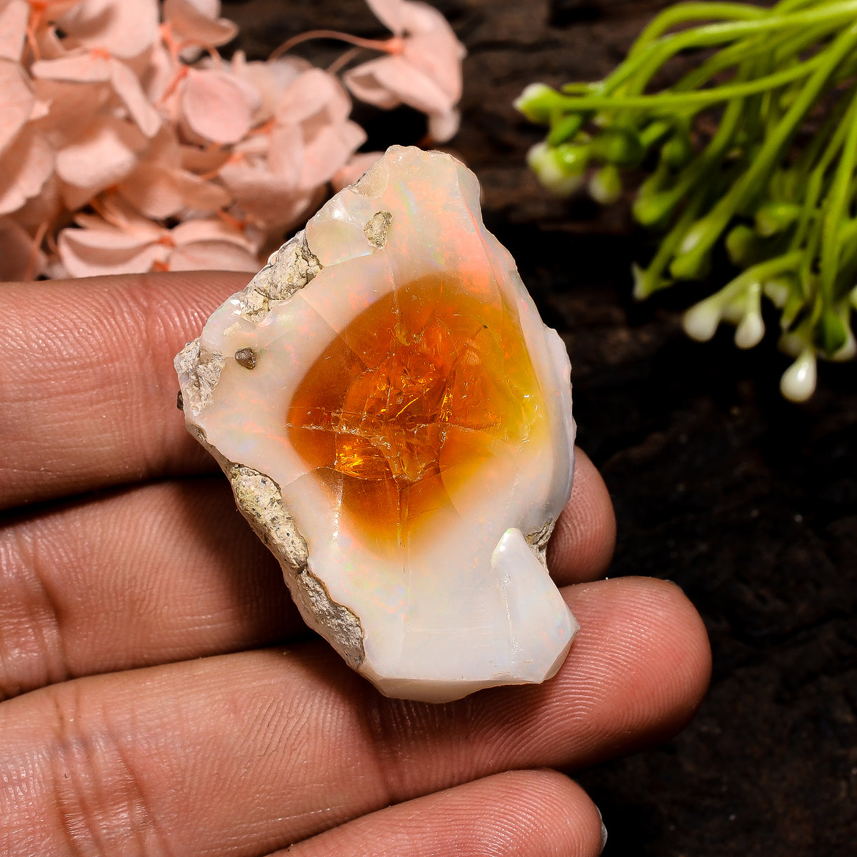 Exclusive Top Grade Quality 100% Natural Welo Fire Ethiopian Opal Rough Loose Gemstone For Making Jewelry 39X26X16 MM 73.5 Cts. KR13-33 Sunkarton