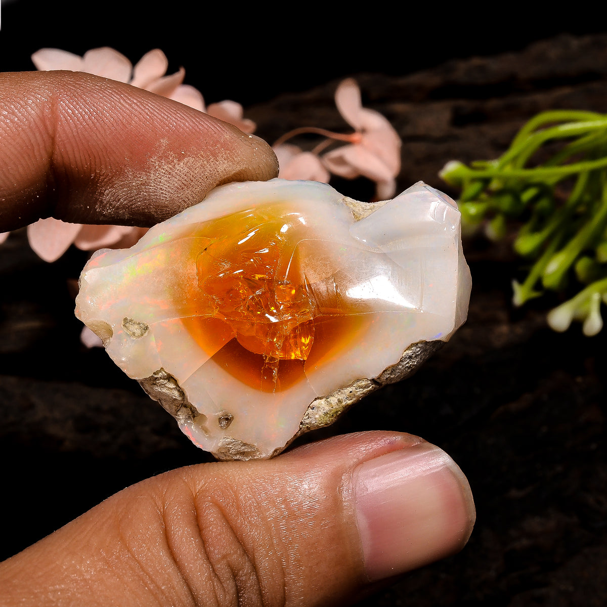 Exclusive Top Grade Quality 100% Natural Welo Fire Ethiopian Opal Rough Loose Gemstone For Making Jewelry 39X26X16 MM 73.5 Cts. KR13-33 Sunkarton