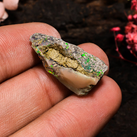 Fabulous Top Grade Quality 100% Natural Welo Fire Ethiopian Opal Fancy Rough Loose Gemstone For Making Jewelry 24X11X10 MM 12.5 Cts. KR13-60 Sunkarton