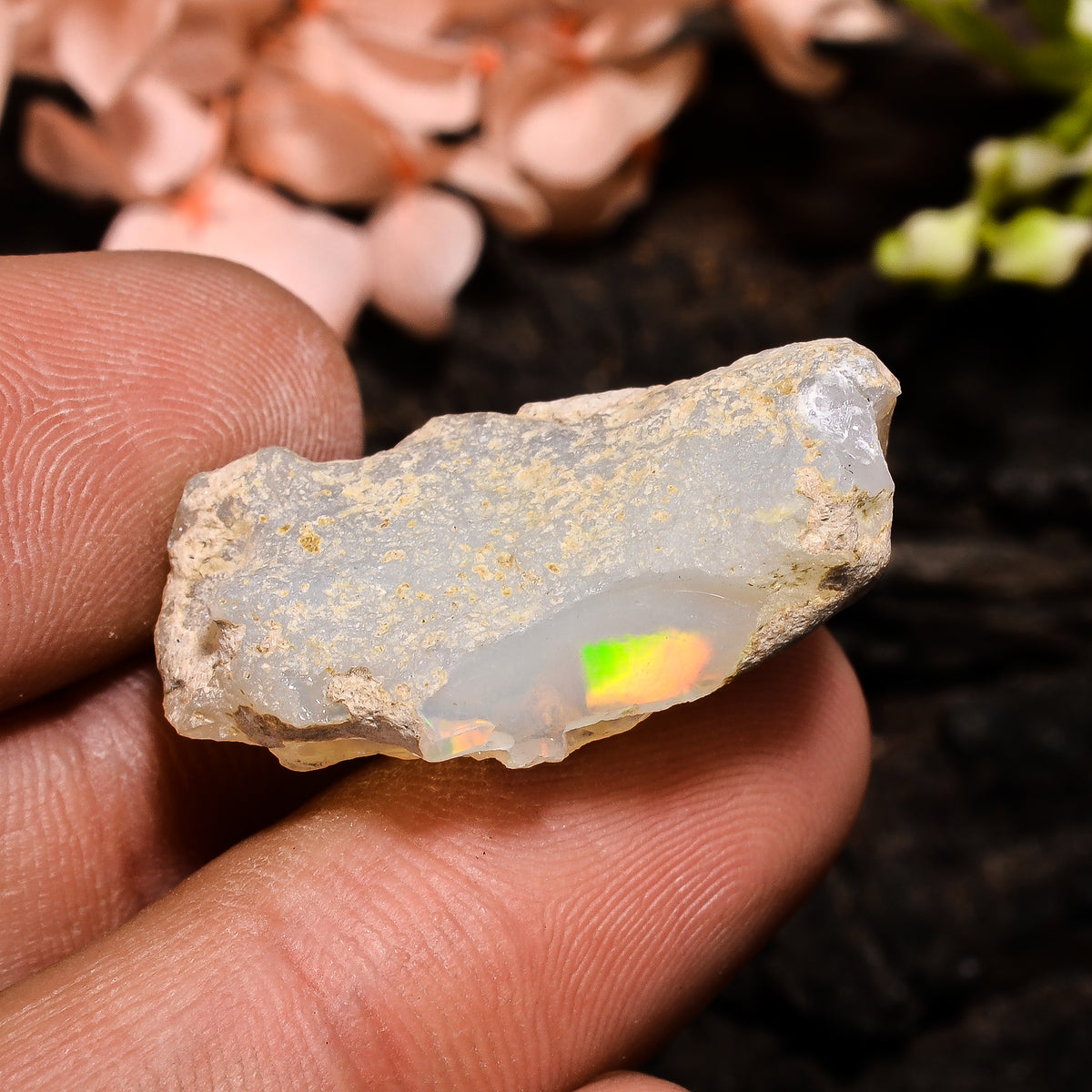 Supreme Top Grade Quality 100% Natural Welo Fire Ethiopian Opal Fancy Rough Loose Gemstone For Making Jewelry 26X15X10 MM 18 Cts. KR13-71 Sunkarton