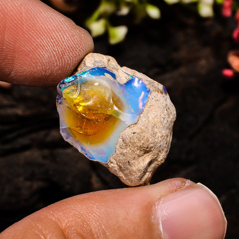 Fantastic Top Grade Quality 100% Natural Welo Fire Ethiopian Opal Rough Loose Gemstone For Making Jewelry 22X14X11 MM 20.5 Cts. KR13-86 Sunkarton