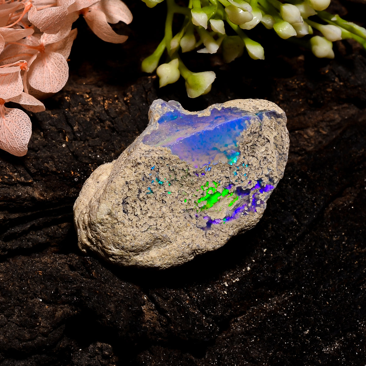 Stunning Top Grade Quality 100% Natural Welo Fire Ethiopian Opal Fancy Rough Loose Gemstone For Making Jewelry 35X20X15 MM 49.5 Cts. KR13-95 Sunkarton