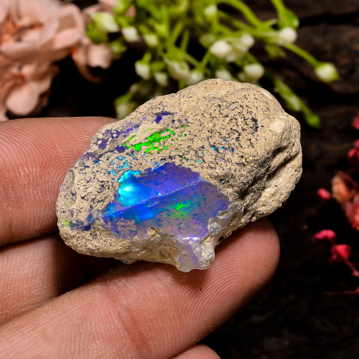Stunning Top Grade Quality 100% Natural Welo Fire Ethiopian Opal Fancy Rough Loose Gemstone For Making Jewelry 35X20X15 MM 49.5 Cts. KR13-95 Sunkarton