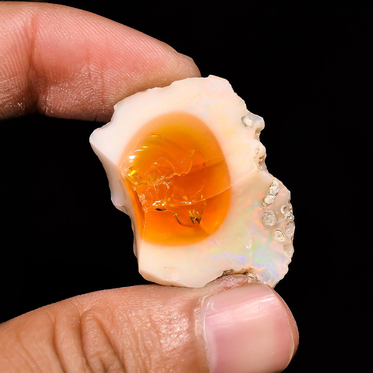 Incredible Top Grade Quality 100% Natural Welo Fire Ethiopian Opal Fancy Rough Loose Gemstone For Making Jewelry 33X22X17MM 47.4 Cts KR14-14 Sunkarton