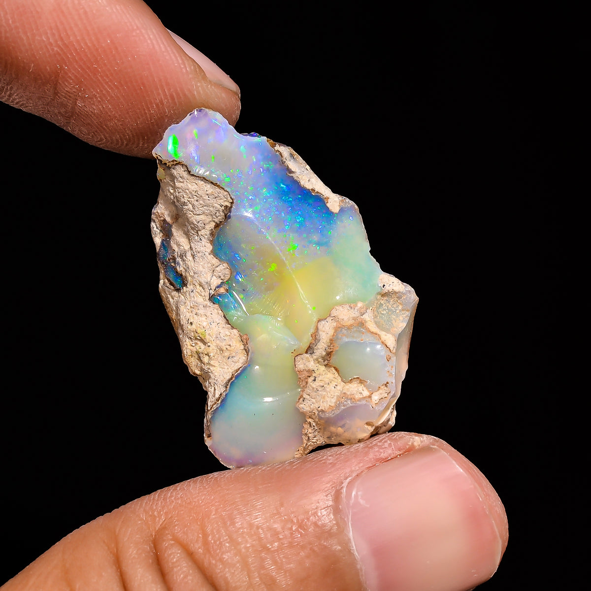 Marvellous Top Grade Quality 100% Natural Welo Fire Ethiopian Opal Fancy Rough Loose Gemstone For Making Jewelry 31X20X12 MM 24 Cts. KR14-15 Sunkarton