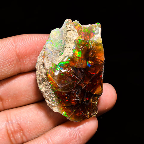 Dazzling Top Grade Quality 100% Natural Welo Fire Ethiopian Opal Rough Loose Gemstone For Making Jewelry 41X27X19 MM 79.1 Cts. KR15-106 Sunkarton