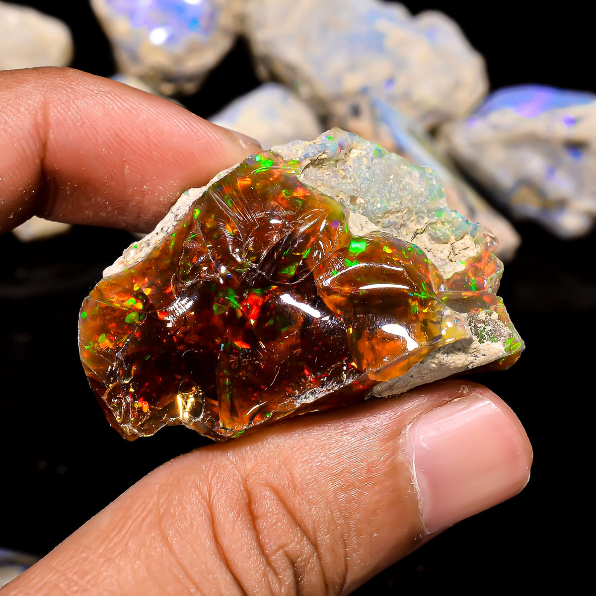 Dazzling Top Grade Quality 100% Natural Welo Fire Ethiopian Opal Rough Loose Gemstone For Making Jewelry 41X27X19 MM 79.1 Cts. KR15-106 Sunkarton
