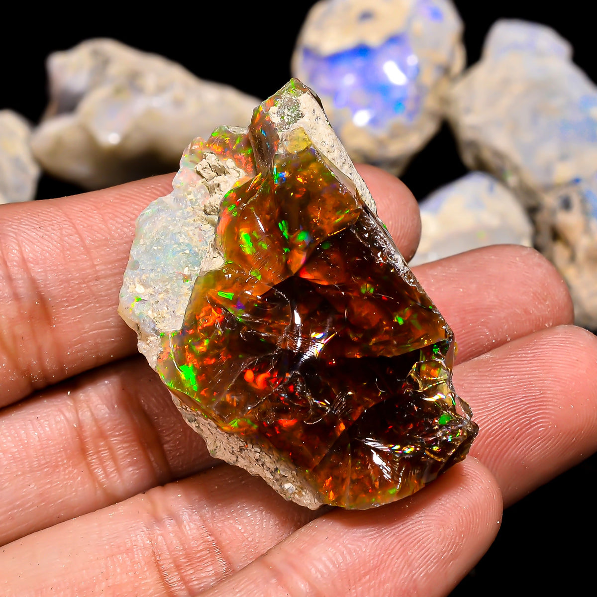 Dazzling Top Grade Quality 100% Natural Welo Fire Ethiopian Opal Rough Loose Gemstone For Making Jewelry 41X27X19 MM 79.1 Cts. KR15-106 Sunkarton