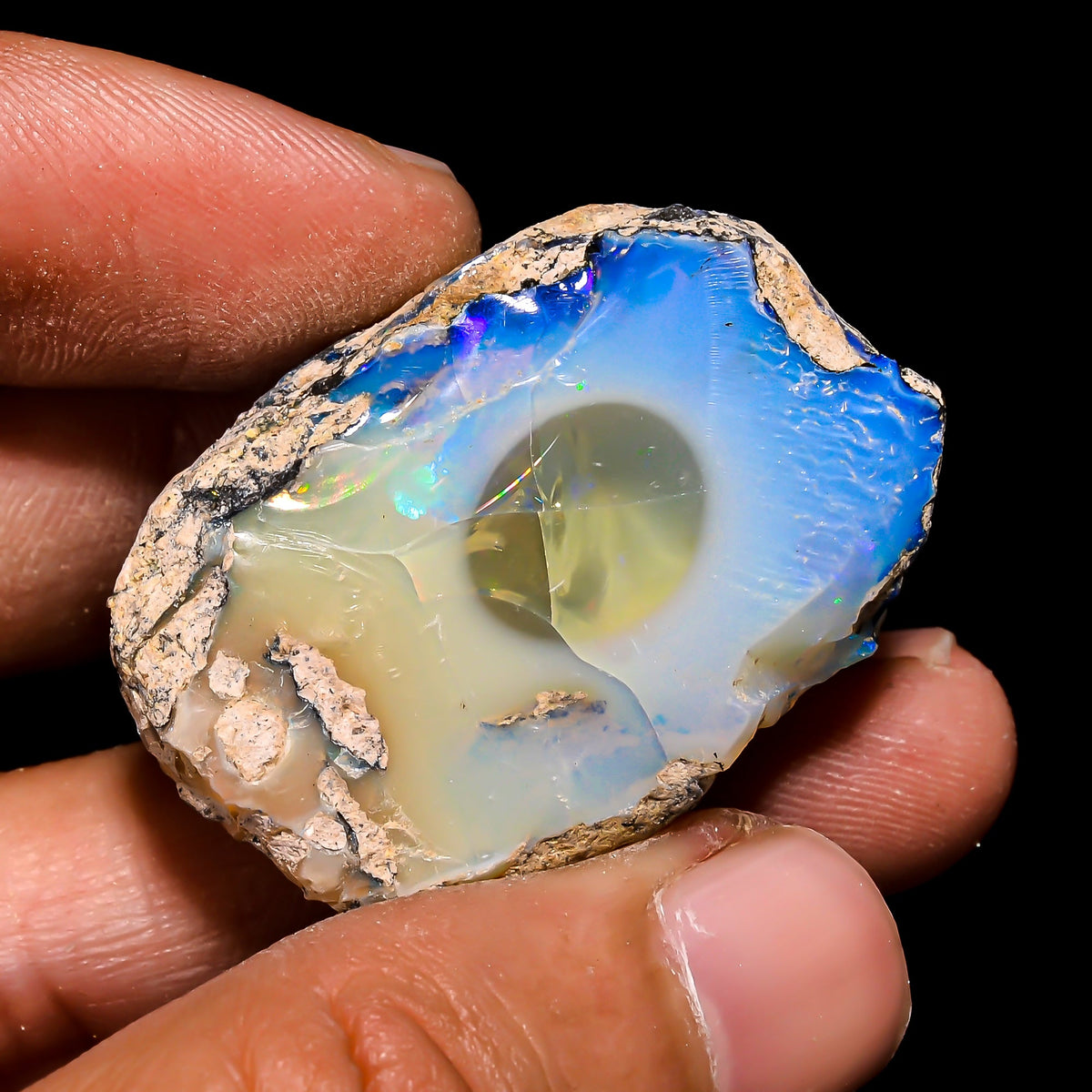 Immaculate Top Grade Quality 100% Natural Welo Fire Ethiopian Opal Rough Loose Gemstone For Making Jewelry 36X25X18 MM 68.1 Cts. KR15-113 Sunkarton