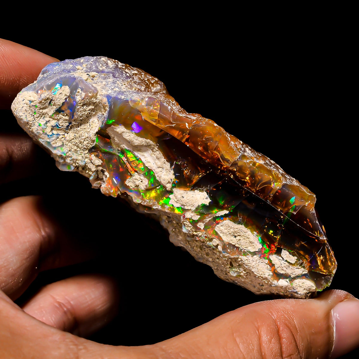 Classic Top Grade Quality 100% Natural Welo Fire Ethiopian Opal Fancy Rough Loose Gemstone For Making Jewelry 73X48X21 MM 355 Cts. KR15-120 Sunkarton