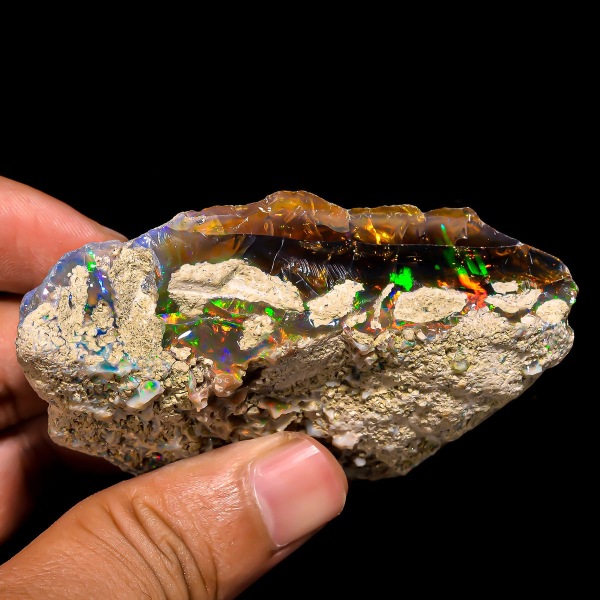 Classic Top Grade Quality 100% Natural Welo Fire Ethiopian Opal Fancy Rough Loose Gemstone For Making Jewelry 73X48X21 MM 355 Cts. KR15-120 Sunkarton