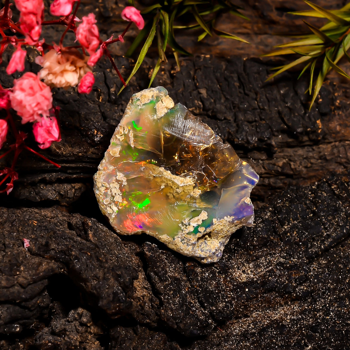 Elegant Top Grade Quality 100% Natural Welo Fire Ethiopian Opal Fancy Rough Loose Gemstone For Making Jewelry 25X19X12 MM 21 Cts. KR15-34 Sunkarton