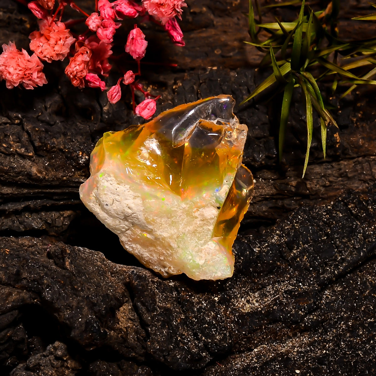 Classic Top Grade Quality 100% Natural Welo Fire Ethiopian Opal Fancy Rough Loose Gemstone For Making Jewelry 24X21X11 MM 20.25 Cts. KR15-80 Sunkarton