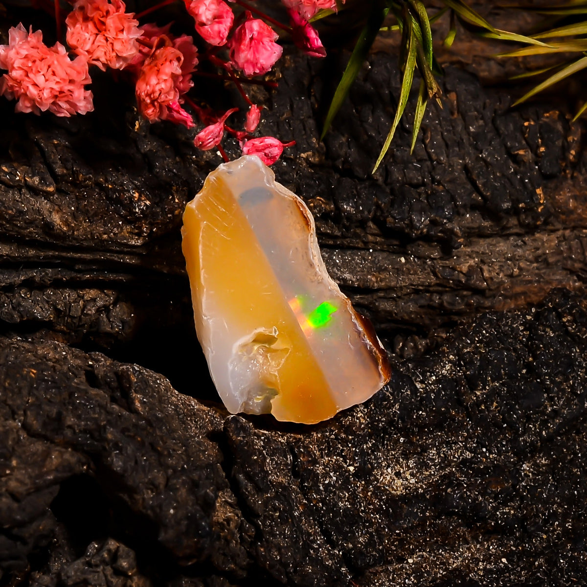 Superb Top Grade Quality 100% Natural Welo Fire Ethiopian Opal Fancy Rough Loose Gemstone For Making Jewelry 22X12X9 MM 8.85 Cts. KR15-94 Sunkarton
